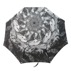 Black And White Andes Mountains Aerial View, Chile Folding Umbrellas by dflcprintsclothing