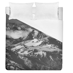 Black And White Andes Mountains Aerial View, Chile Duvet Cover (queen Size) by dflcprintsclothing