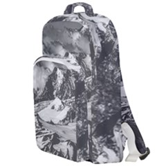 Black And White Andes Mountains Aerial View, Chile Double Compartment Backpack by dflcprintsclothing