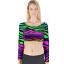 Colorful Zebra Long Sleeve Crop Top View1