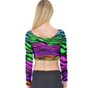 Colorful Zebra Long Sleeve Crop Top View2