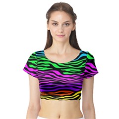 Colorful Zebra Short Sleeve Crop Top by Angelandspot