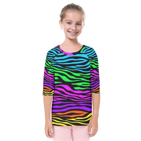 Colorful Zebra Kids  Quarter Sleeve Raglan Tee by Angelandspot