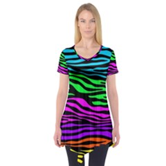 Colorful Zebra Short Sleeve Tunic  by Angelandspot