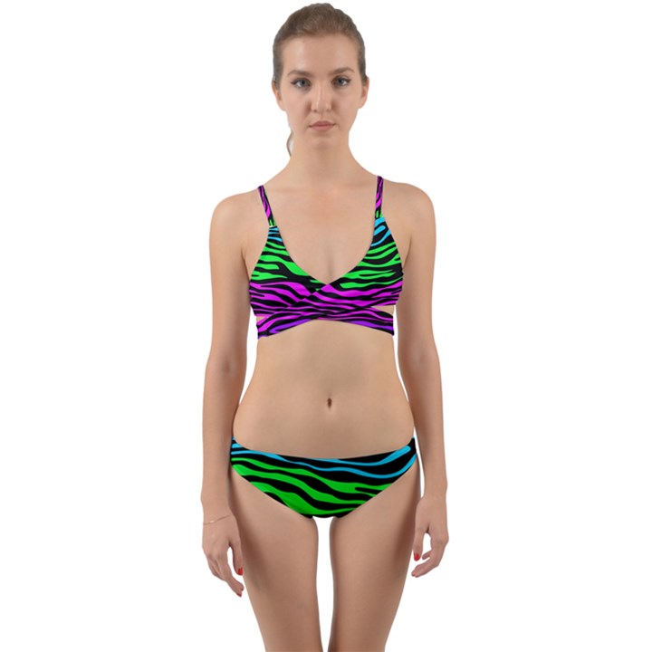 Colorful Zebra Wrap Around Bikini Set