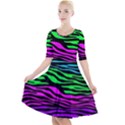 Colorful Zebra Quarter Sleeve A-Line Dress View1