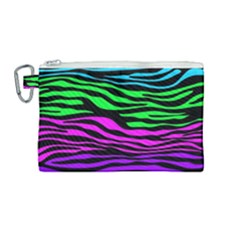 Colorful Zebra Canvas Cosmetic Bag (medium) by Angelandspot