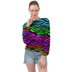 Colorful Zebra Banded Bottom Chiffon Top by Angelandspot