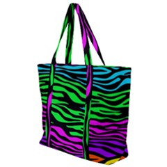 Colorful Zebra Zip Up Canvas Bag