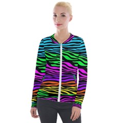 Colorful Zebra Velour Zip Up Jacket by Angelandspot