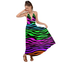 Colorful Zebra Backless Maxi Beach Dress