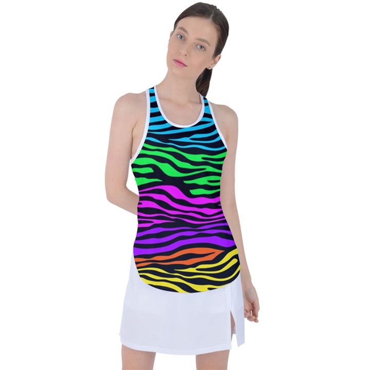 Colorful Zebra Racer Back Mesh Tank Top