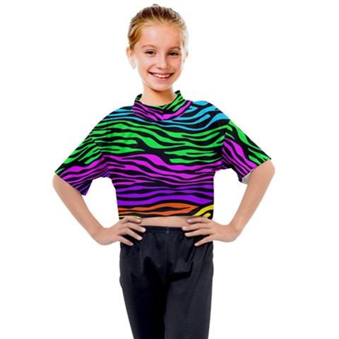 Colorful Zebra Kids Mock Neck Tee by Angelandspot