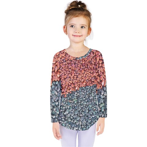 Gravel Print Pattern Texture Kids  Long Sleeve Tee by dflcprintsclothing