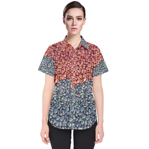 Gravel Print Pattern Texture Women s Short Sleeve Shirt by dflcprintsclothing