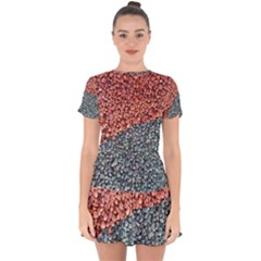 Gravel Print Pattern Texture Drop Hem Mini Chiffon Dress