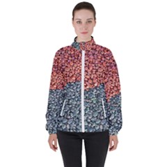 Gravel Print Pattern Texture Women s High Neck Windbreaker