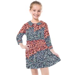 Gravel Print Pattern Texture Kids  Quarter Sleeve Shirt Dress by dflcprintsclothing