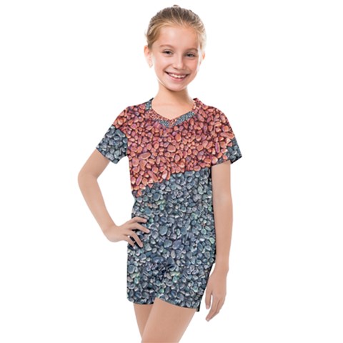 Gravel Print Pattern Texture Kids  Mesh Tee And Shorts Set by dflcprintsclothing