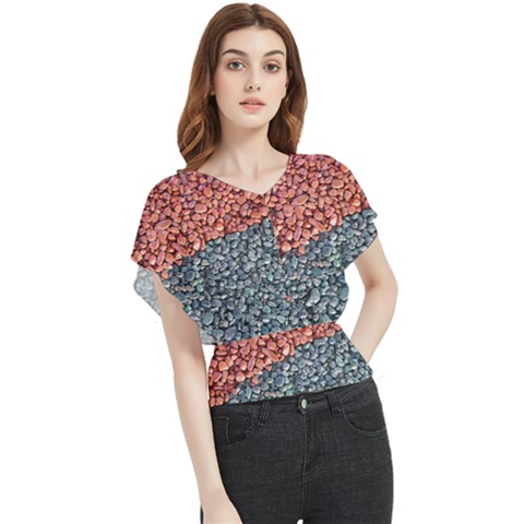 Gravel Print Pattern Texture Butterfly Chiffon Blouse by dflcprintsclothing