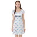 Light Blue Pink Butterflies Pattern Short Sleeve Skater Dress View1