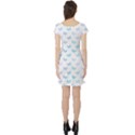 Light Blue Pink Butterflies Pattern Short Sleeve Skater Dress View2