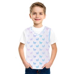 Light Blue Pink Butterflies Pattern Kids  Sportswear by SpinnyChairDesigns