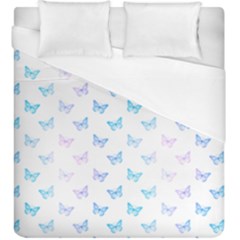 Light Blue Pink Butterflies Pattern Duvet Cover (king Size) by SpinnyChairDesigns