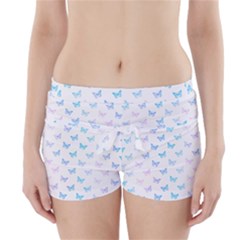 Light Blue Pink Butterflies Pattern Boyleg Bikini Wrap Bottoms by SpinnyChairDesigns