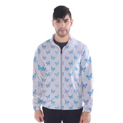 Light Blue Pink Butterflies Pattern Men s Windbreaker by SpinnyChairDesigns