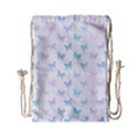 Light Blue Pink Butterflies Pattern Drawstring Bag (Small) View2