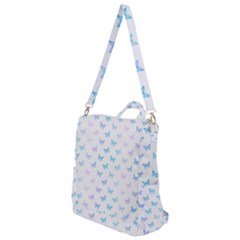 Light Blue Pink Butterflies Pattern Crossbody Backpack by SpinnyChairDesigns