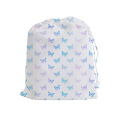 Light Blue Pink Butterflies Pattern Drawstring Pouch (xl) by SpinnyChairDesigns