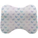 Light Blue Pink Butterflies Pattern Head Support Cushion View1