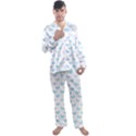 Light Blue Pink Butterflies Pattern Men s Long Sleeve Satin Pyjamas Set View1