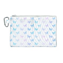 Light Blue Pink Butterflies Pattern Canvas Cosmetic Bag (large) by SpinnyChairDesigns