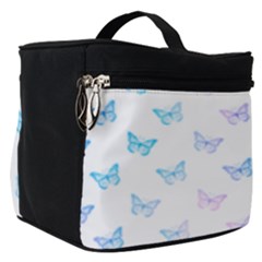 Light Blue Pink Butterflies Pattern Make Up Travel Bag (small) by SpinnyChairDesigns