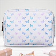 Light Blue Pink Butterflies Pattern Make Up Pouch (medium) by SpinnyChairDesigns