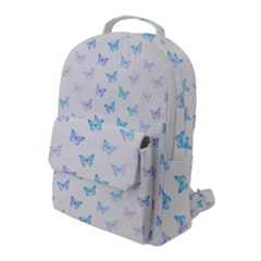 Light Blue Pink Butterflies Pattern Flap Pocket Backpack (large) by SpinnyChairDesigns