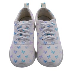 Light Blue Pink Butterflies Pattern Athletic Shoes by SpinnyChairDesigns