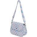 Light Blue Pink Butterflies Pattern Saddle Handbag View2