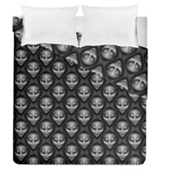 Grey Aliens Extraterrestrials Ufo Faces Duvet Cover Double Side (queen Size) by SpinnyChairDesigns