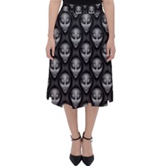 Grey Aliens Extraterrestrials Ufo Faces Classic Midi Skirt by SpinnyChairDesigns