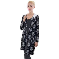 Grey Aliens Extraterrestrials Ufo Faces Hooded Pocket Cardigan by SpinnyChairDesigns