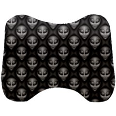 Grey Aliens Extraterrestrials Ufo Faces Head Support Cushion by SpinnyChairDesigns