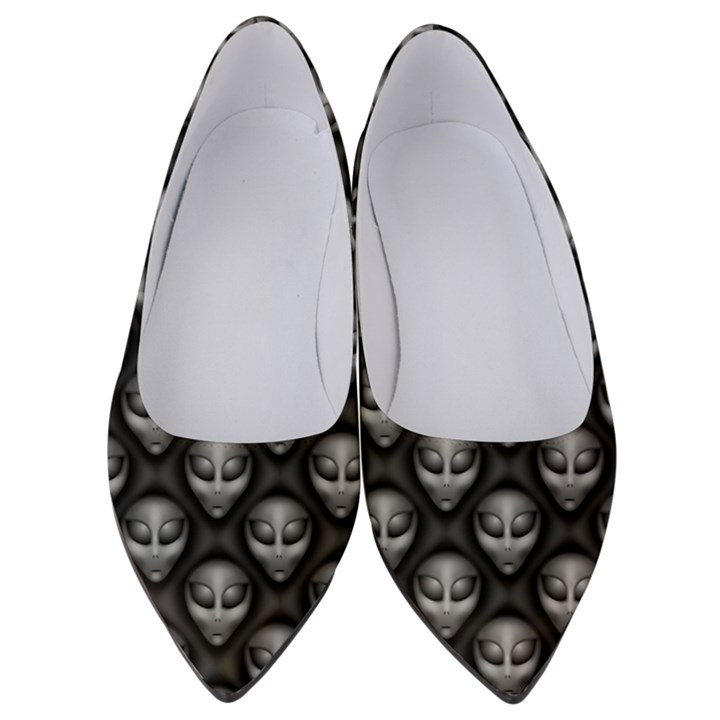 Grey Aliens Extraterrestrials UFO Faces Women s Low Heels