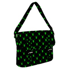 Neon Green Bug Insect Heads On Black Buckle Messenger Bag by SpinnyChairDesigns