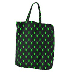 Neon Green Bug Insect Heads On Black Giant Grocery Tote by SpinnyChairDesigns