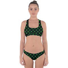 Neon Green Bug Insect Heads On Black Cross Back Hipster Bikini Set by SpinnyChairDesigns