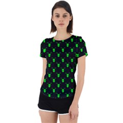 Neon Green Bug Insect Heads On Black Back Cut Out Sport Tee